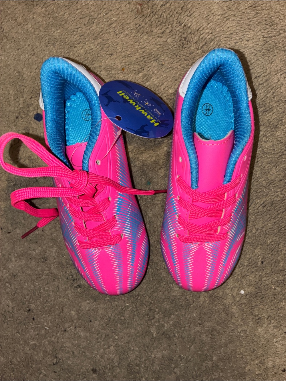 Hawkwell Girls' Bright Pink Athletic Sneakers with Blue Lining